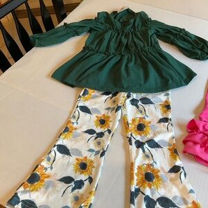 Ruffle Girls matching outfit and extra pair of ruffle pants-EUC all size large -